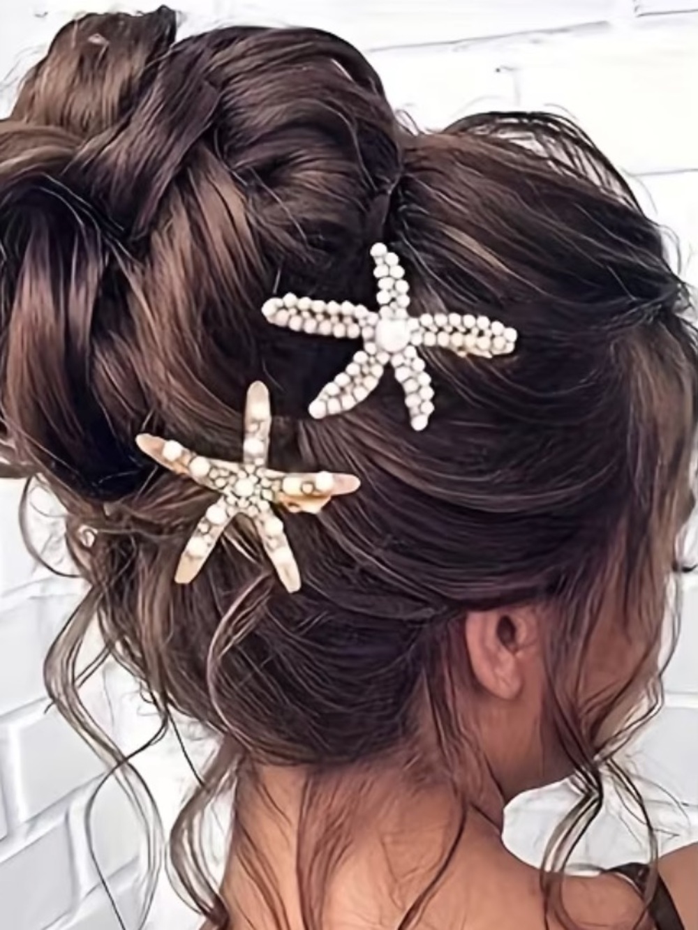 2 Pearl Starfish Hair Clips